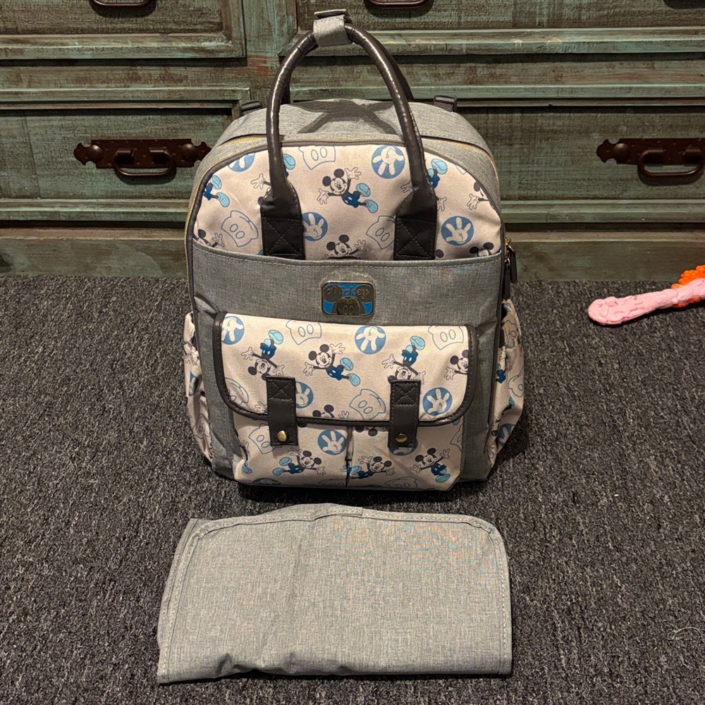 Mickey Mouse Diaper Bag/ Backpack with Changing Pad & Wet bag